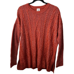CAbi Oversized Playoff Pullover Sienna Cable Knit Sweater Small 4280 Red